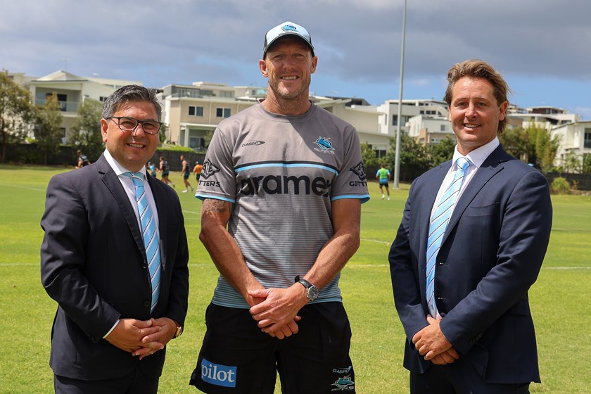 From left, Sharks CEO Dino Mezzatesta, Head Coach Craig Fitzgibbon and Chairman Steve Mace