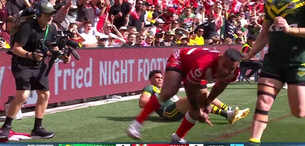 Sione Katoa crosses for Tonga