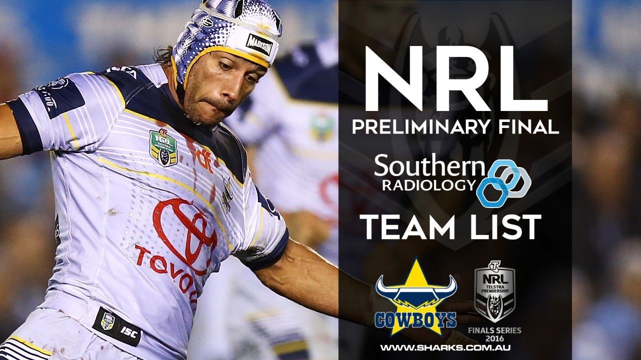 Cowboys team list: Preliminary Final v Eels