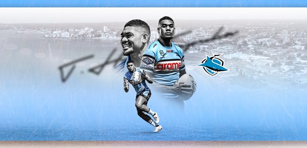Sydney, Australia. 23rd July, 2023. Tolutau Koula of the Sea Eagles  celebrates a try during the NRL Round 21 match between the  Cronulla-Sutherland Sharks and the Manly Warringah Sea Eagles at PointsBet