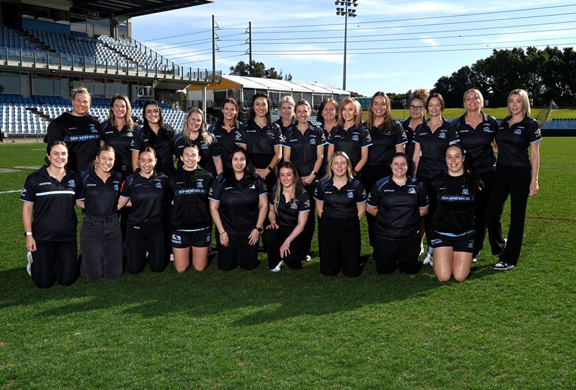 Female Sharks admin staff and players.