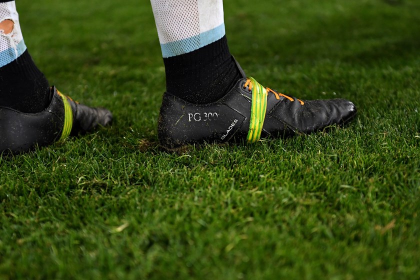 Gallen's boots for his 300th game.